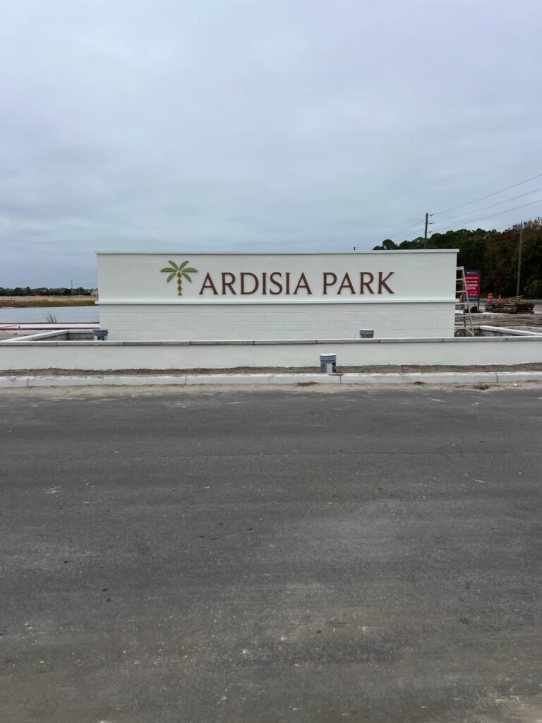 White Precast Monument Sign Community Entrance