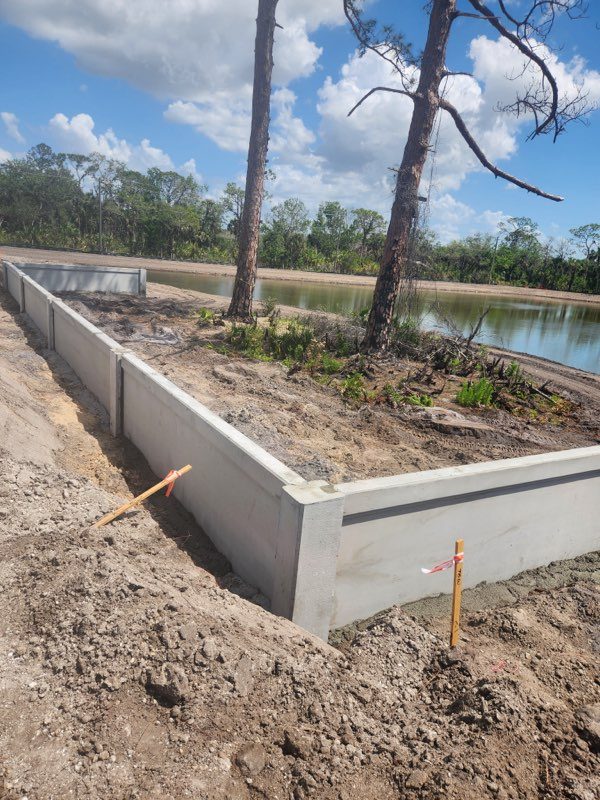 Concrete retaining walls for waterfront erosion control in Florida