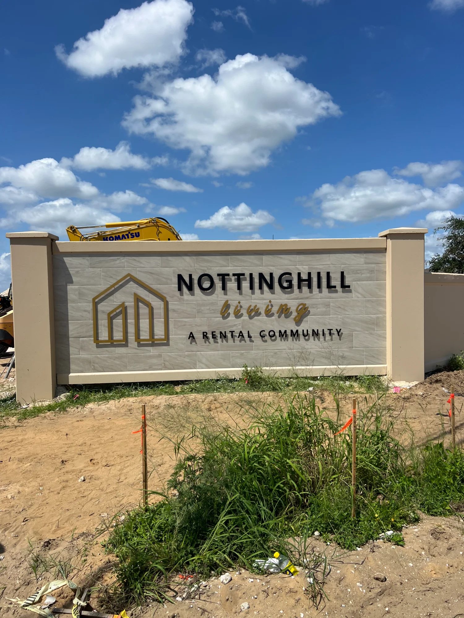 Modern precast concrete monument sign for rental community in Florida