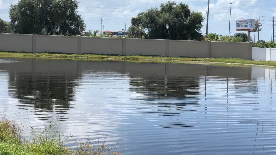 Precast concrete retaining walls along waterfront property Florida