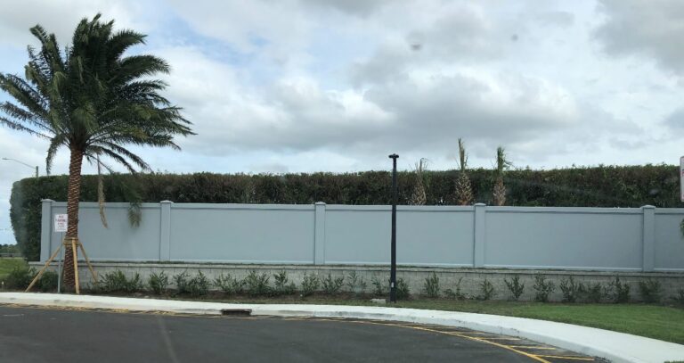 Precast privacy fence in residential development