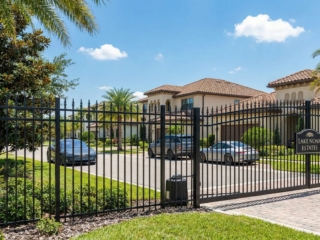 black-aluminum-fence-gated-entrance-florida black aluminum fence gated entrance Florida