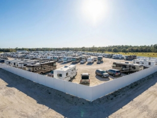white-vinyl-fence-rv-storage-facility-florida white vinyl fence rv storage facility Florida