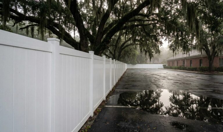 White Vinyl Privacy Fence commercial Florida
